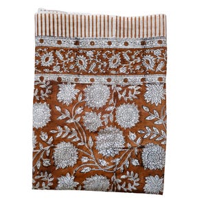 Hand Block Printed Cotton Sarong: Floral Beach Wrap