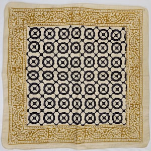 Hand Block Printed Organic Cotton Bandana Scarf: Paisley Design