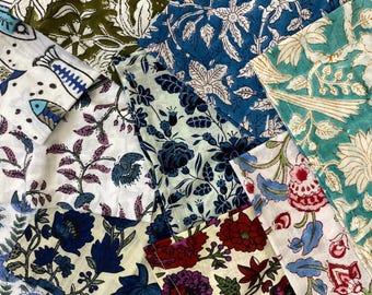 Assorted Napkins Set 50 Pcs HandBlock Printed Napkin Set 100 % Cotton Bohemian Mix and Match Block Print Cloth Dinner Table Reusable Napkins