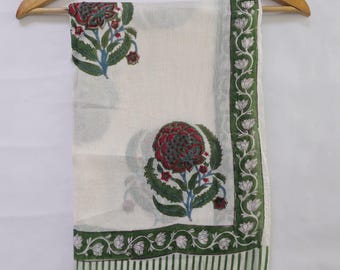 Hand Block Printed Cotton Sarong | Handmade Indian Sarong | Beach Wrap | Lightweight Cotton Pareo | Summer Swim Cover-Up