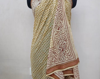 Schöne Golden Zari Border Hand Block Print Schals Hand Sarong Baumwollsarong Bedruckt Sarong Weiche Baumwolle Dupatta