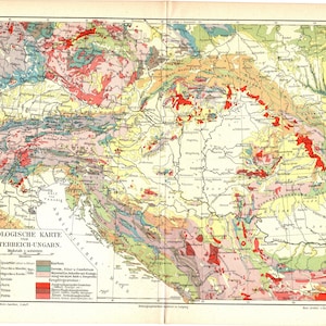 Original 1897 Antique Colour lithography map of division of the Alps Italy Austrian Swiss Geographic French geography terrain mountain range