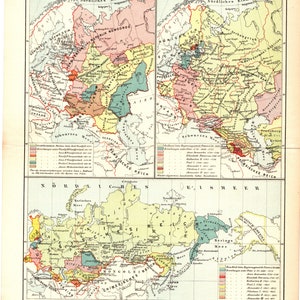 Original-Karte mit der Darstellung der historischen Grenzen des Russischen Reiches. Bearbeitet von Karl Wolf