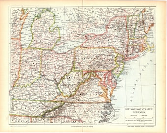 1946年アメリカ東部アンティーク地図 – アメリカ、海岸、ニューヨーク