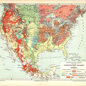Impression lithographique couleur antique originale de 1897 d’une belle carte politique des États-Unis d’Amérique États-Unis Amérique du Nord Canada