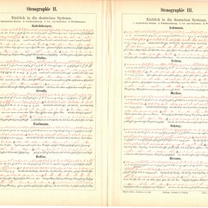 Original 1897 Antique lithography print of the use of Stenography - shorthand writing longhand symbolic brevity common Greek Brachygraphic