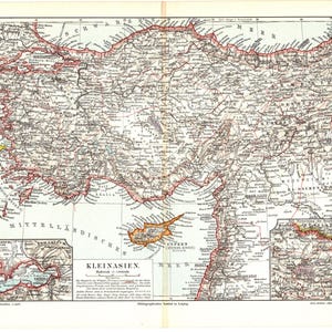 1896 Antike Lithographie-Druckkarte des Osmanischen Reiches Kleinasien Kleinasien Anatolien und asiatischen Türkei historischen Osmanischen Balkantisch
