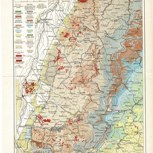 1897 Antiker Lithographiedruck einer Landkarte von Baden Deutschland geologischer Schwarzwald Frankreich Oberrhein Süd Rastatt