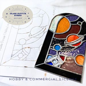 Space Age Stained Glass Pattern: Sunrise Suncatcher (SVG, PNG, PDF)
