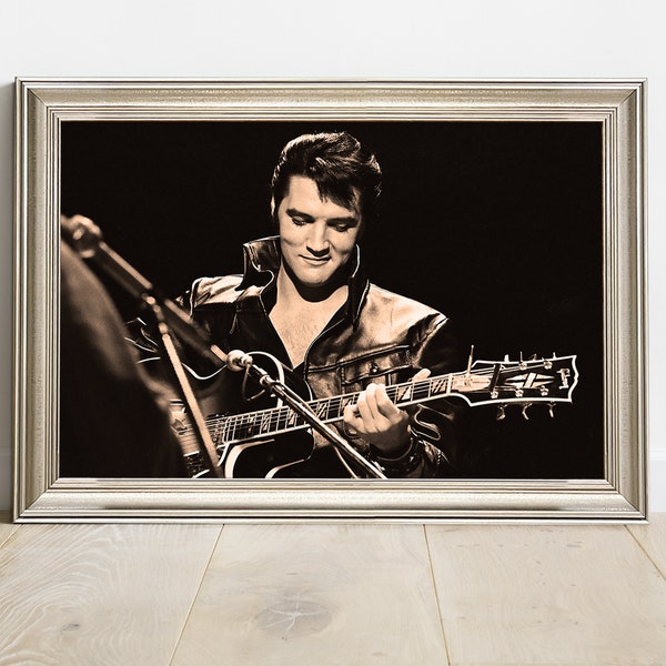 Elvis Presley 1950s 1960s Framed Wall Art, Black And White Or Sepia Photography, Retro Uv Print