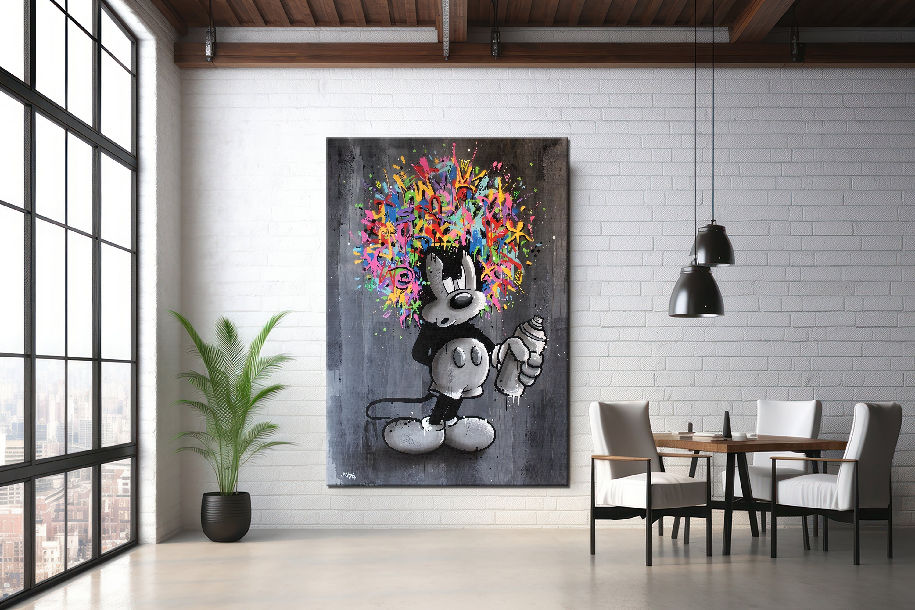 Mickey Mouse Abstract Pop Art Canvas Print, Luxury Painting Fashion ...