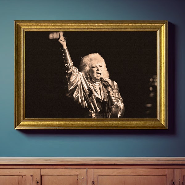 Dusty Springfield performs live on stage in London 1985 Vintage Framed Wall Art, Black And White Or Sepia Photography, Retro Uv Print