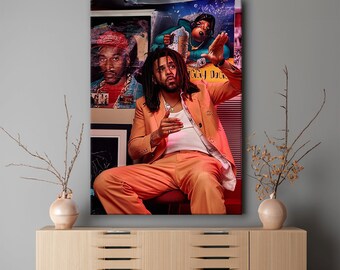 J Cole Canvas - Poster - Rapper Home Design - Hip Hop Wall Art - Celebrity Wall Decor