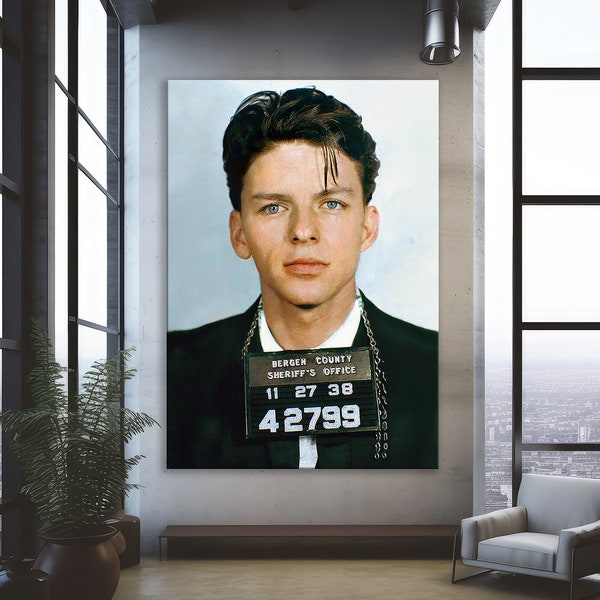 Frank Sinatra Mugshot Canvas Frank Sinatra Canvas Art, Sinatra Print Photography,Art Canvas Poster Wall Decor, Canvas Wall Art Home Handmade