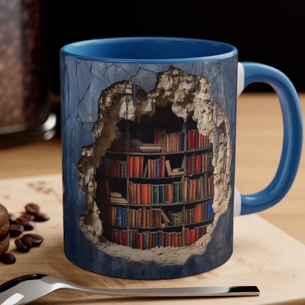 3D Effect Library Shelves  Mug