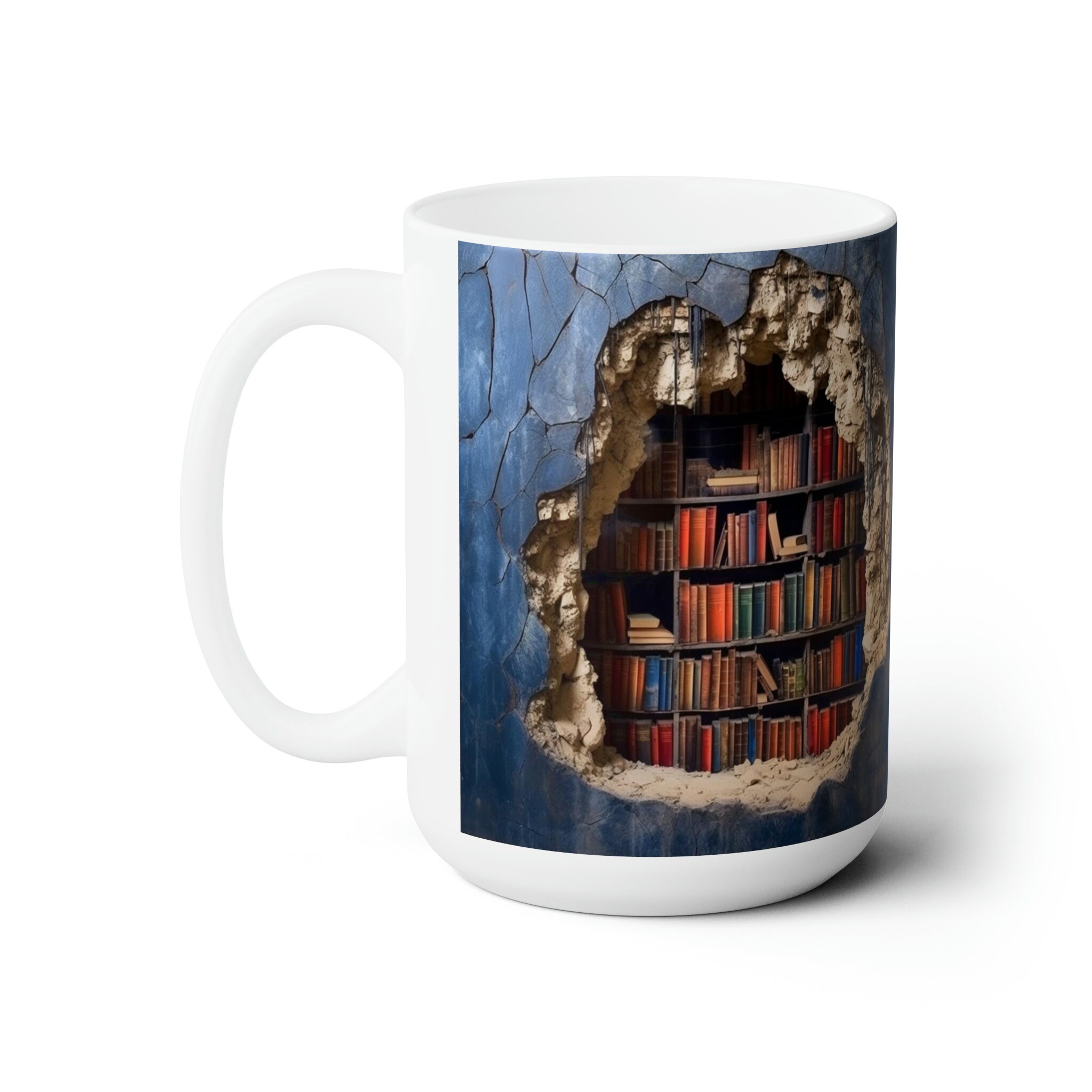 3D Effect Library Bookshelves Mug - Etsy