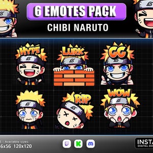 6 Emotes Anime Twitch ,Discord ,Youtube | Anime emotes ,ninja emote, manga emotes| Boy yellow hair emote, cute emote, chibi emote