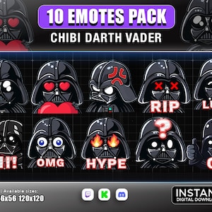 10 Emotes Chibi Darth Vader Twitch ,Discord ,Youtube | Star Wars emotes ,Darth Vader emote, Star Wars emotes| emote, cute emote, chibi emote