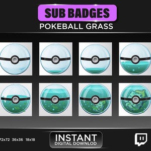 Pokeball sub Abzeichen | Anime sub Abzeichen | zuckende Unterabzeichen | Bisasam Sub Abzeichen | Stream und Discord