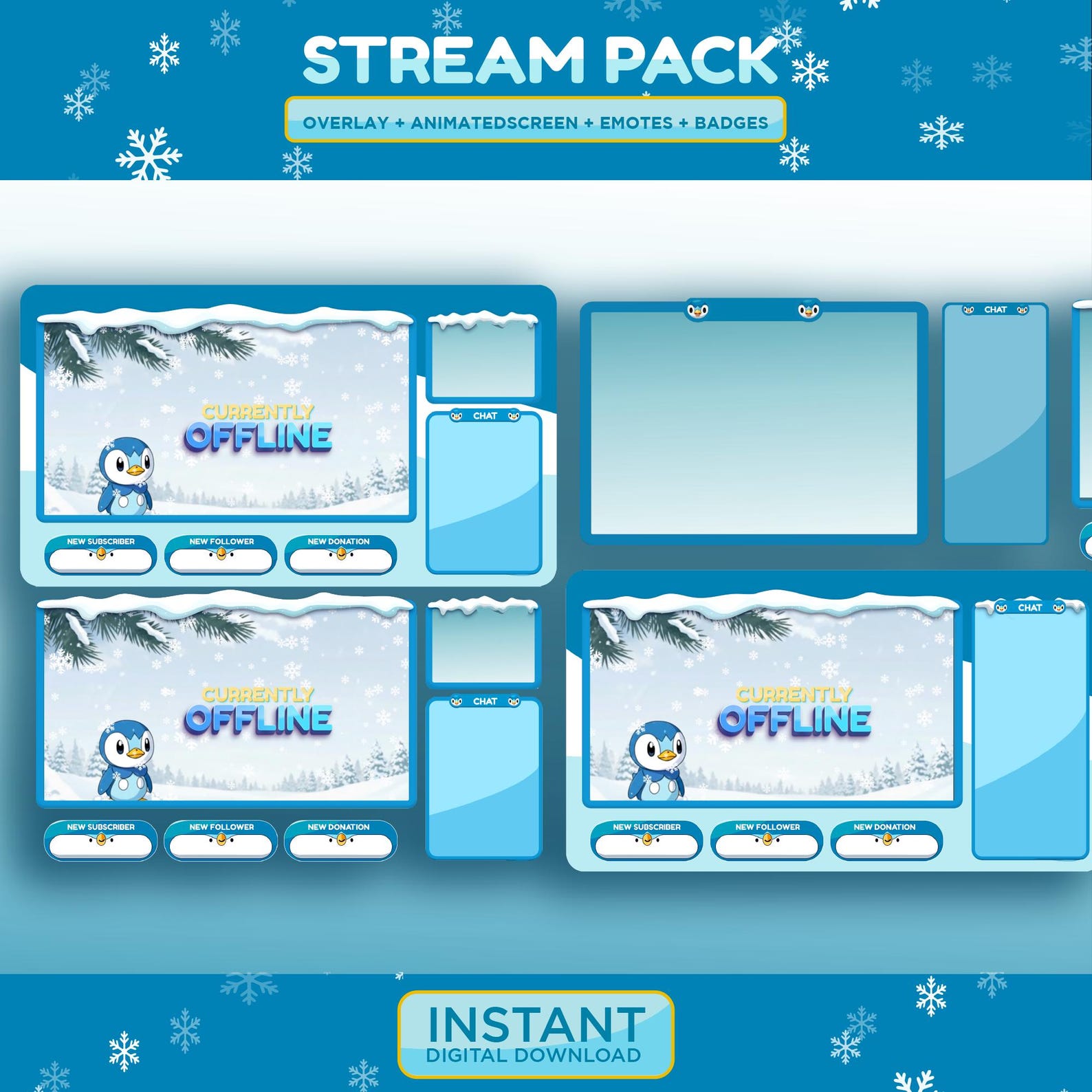 Pip Bird Twitch Stream Pack | Blue Penguin Twitch | Snow Panels ...