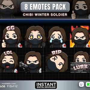 8 Emotes Chibi Winter Soldat Twitch , Discord , Youtube | Emotes, Superhelden emote, | süßes Emote, süßes Emote