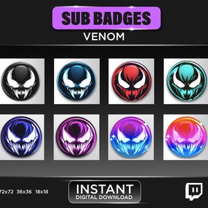 Venom sub badges | Star sub badges | twitch sub badges | subscribe sub badge | stream and discord