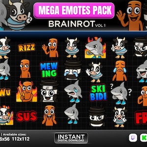 30 Emotes Chibi Brainrot Twitch ,Discord ,Youtube | emotes , Gen alpha emote, | emote, cute emote, Skibidi emote