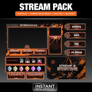 Anime Twitch Screen Pack | Twitch Screen Overlay | Twitch Panels | Screens | Animated Screens | Screen Overlay |Emotes badges twitch|