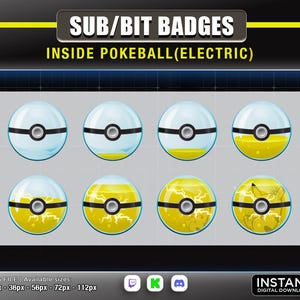 Pokeball sub badges  | Anime sub badges | twitch sub badges  | Pikachu sub badge | stream and discord