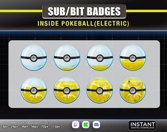 Pokeball sub badges  | Anime sub badges | twitch sub badges  | Pikachu sub badge | stream and discord