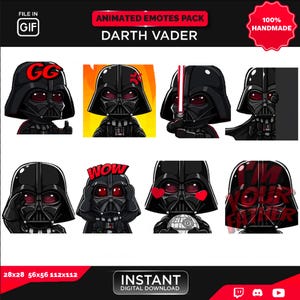 8 Animated Emotes Chibi Darth Vader Twitch ,Discord ,Youtube | emotes ,Star emote, | emote, cute emote, chibi emote GIF
