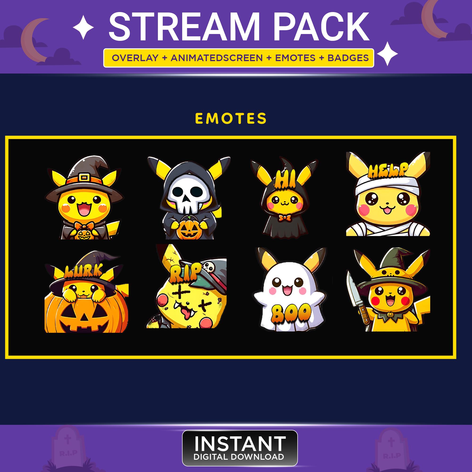 Pikachu Twitch Stream Pack | Halloween Twitch Overlay | Twitch Panels ...