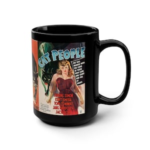 Cat People (1942) Simone Simon Val Lewton Classic Horror Movie Poster Black Mug, 15oz