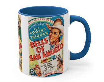 Bells of San Angelo (1947) Roy Rogers, Dale Evans, Trigger Western Accent Coffee Mug, 11oz