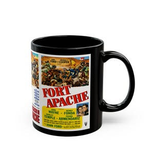 Fort Apache Movie Poster Mug, John Wayne Western Coffee Mug, John Ford Classic Film Gift, Black 11oz 15oz Mug, Vintage Western Cinema Cup
