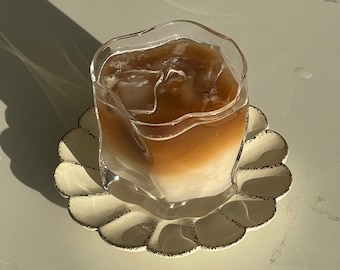 Handcrafted Wavy Glass Cup: Nordic Style Drinking Glasses Set