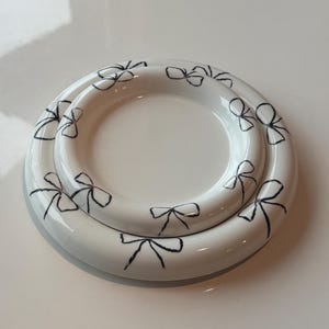 Bubble Bow Coquette Chunky Chubby Bow Plate Set - Two Cottagecore Bow Ribbon Ceramic Plates - Ideal Gift for Her, Birthday, Housewarming