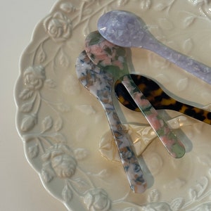 Bright and playful acrylic dessert spoons, handmade for serving ice cream and more.