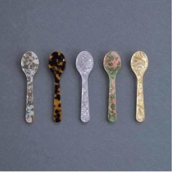Colorful Dessert Spoons Set, Handmade Acrylic Ice Cream Spoons, Reusable Cute Teaspoons for Cake and Dessert, Party Tableware Gift
