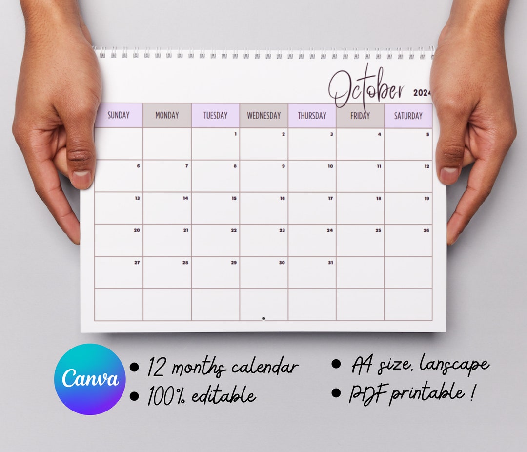2024 Calendar Canva Template 100 Editable Printable Calendar 2024