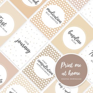 Cartes d'étapes importantes pour l'infertilité FIV / ICSI / FET - Numériques et imprimables - Crème, beige, neutre
