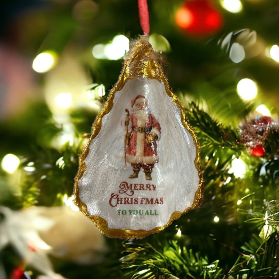 Octillery Santa Vintage Santa Standing – Gilded Oyster Ornament - Etsy