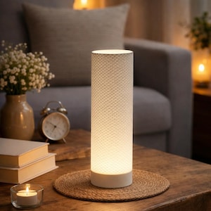3D Druck Lampe | Minimalistische Tischlampe | Moderne Designlampe | 3D Printed Table Lamp | Textured Cylinder Lamp | Ambient Light