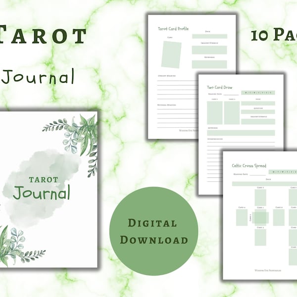 Tarot Journal Printable, Tarot Workbook, Tarot Planner, Tarot Notebook, US Letter Size, A4, A5, PDF Digital Download,
