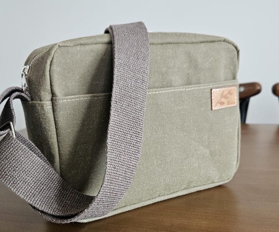 Waxed Canvas Crossbody Bag,Waterproof Messenger Bag