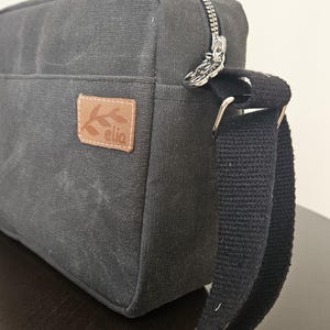 Waxed Canvas Crossbody Bag,Waterproof Messenger Bag black