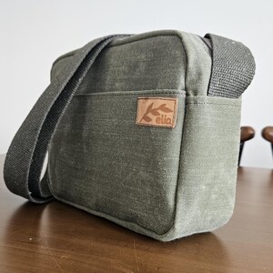 Waxed Canvas Crossbody Bag,Waterproof Messenger Bag army green