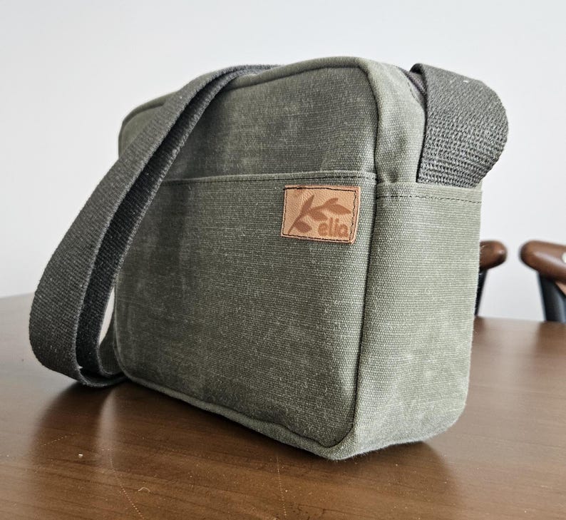 Waxed Canvas Crossbody Bag,Waterproof Messenger Bag army green
