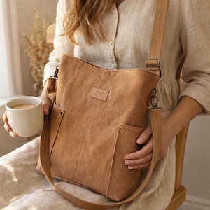 Handmade Terracota Canvas Crossbody Bag – Minimal, Timeless, Everyday Use, Women’s Tote Bag
