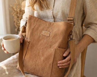 Handmade Terracota Canvas Crossbody Bag – Minimal, Timeless, Everyday Use, Women’s Tote Bag